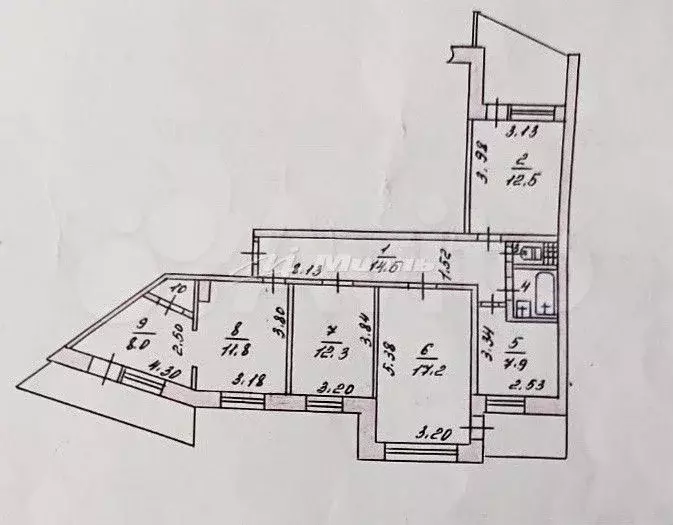 4-к. квартира, 96,6 м, 8/9 эт. - Фото 0