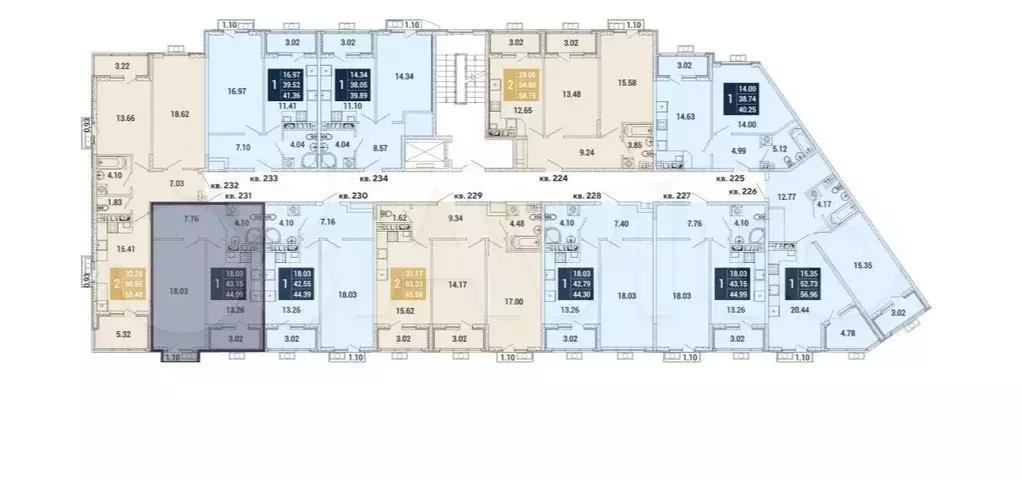 1-к. квартира, 45 м, 3/4 эт. - Фото 1