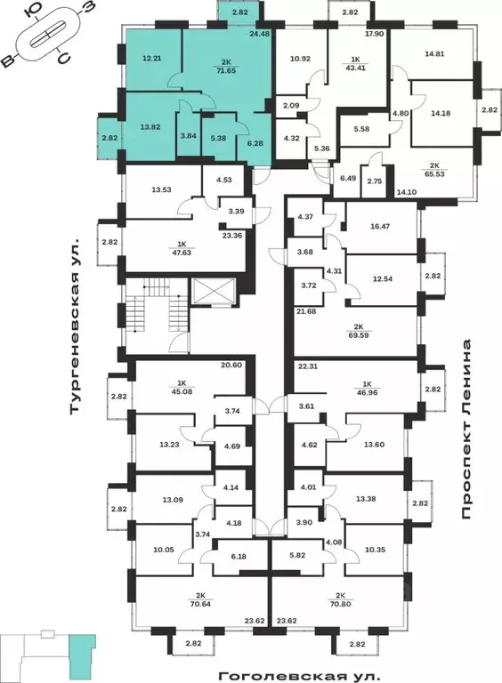 2-к кв. Тульская область, Тула Гоголевская ул., 43 (71.65 м) - Фото 1