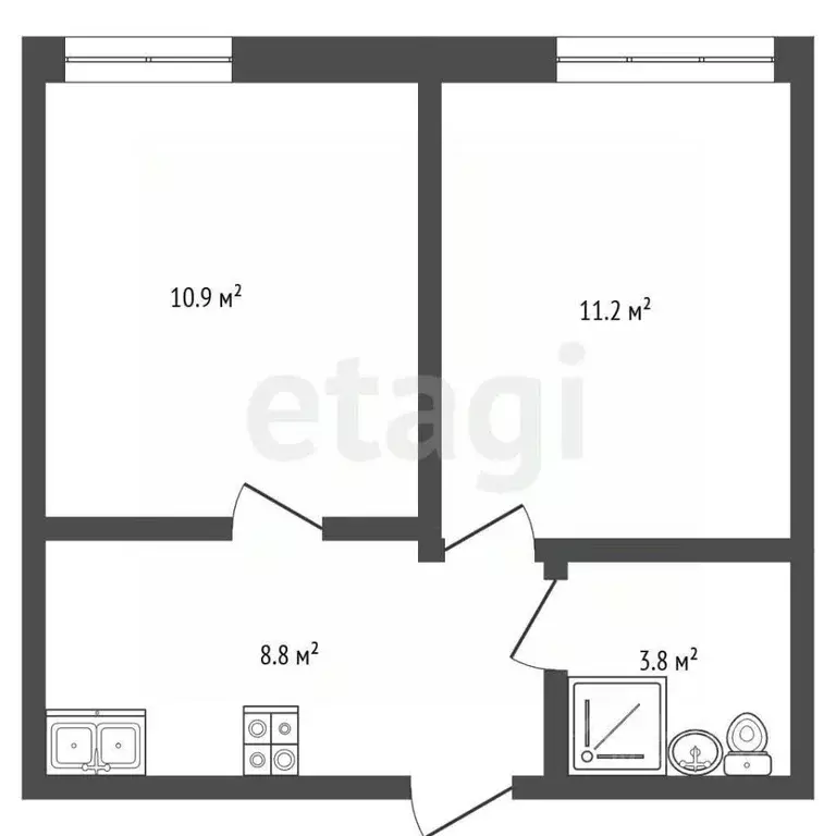 2-к кв. Крым, Евпатория ул. Конституции, 36 (34.2 м) - Фото 2