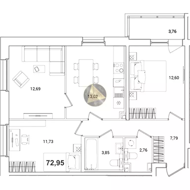 3-комнатная квартира: Санкт-Петербург, Суздальское шоссе, 18к4 (72.95 ... - Фото 1