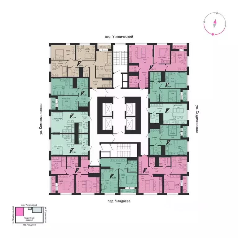 2-к кв. Свердловская область, Екатеринбург пер. Ученический, 4 (55.69 ... - Фото 2