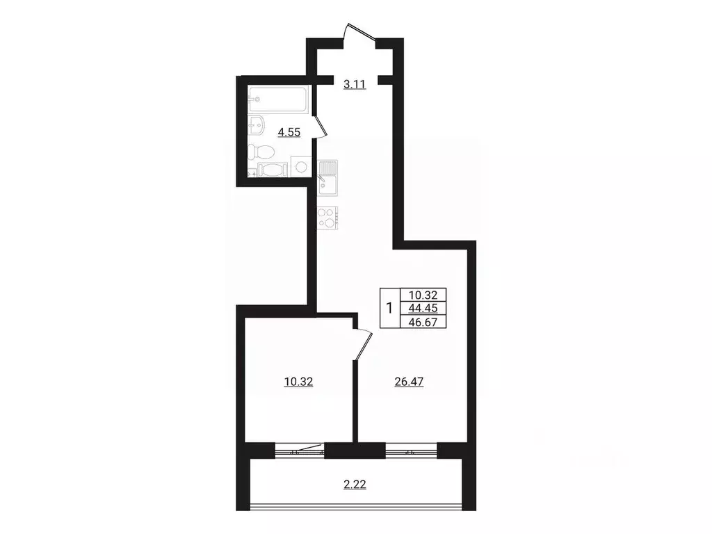 1-к кв. Ленинградская область, Ломоносовский район, Горбунковское ... - Фото 2