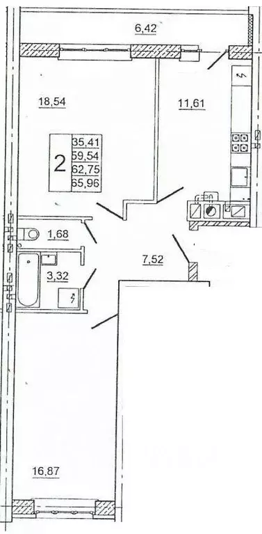 2-к кв. Смоленская область, Смоленск ул. Крупской, 54Б (66.3 м) - Фото 0