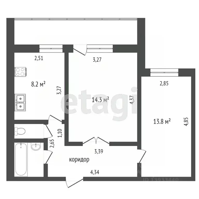 2-к кв. Тюменская область, Тюмень Широтная ул., 148к3 (47.0 м) - Фото 2