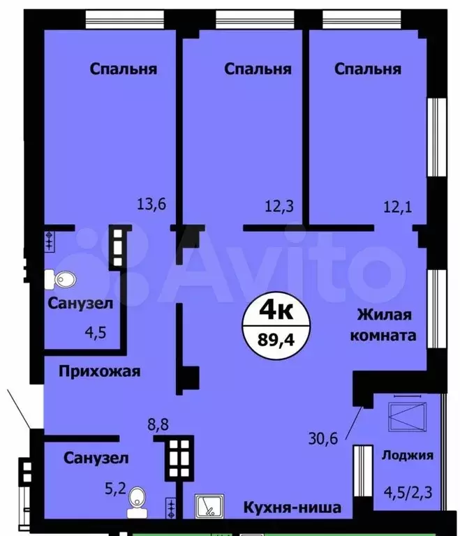 4-к. квартира, 90 м, 17/21 эт. - Фото 0