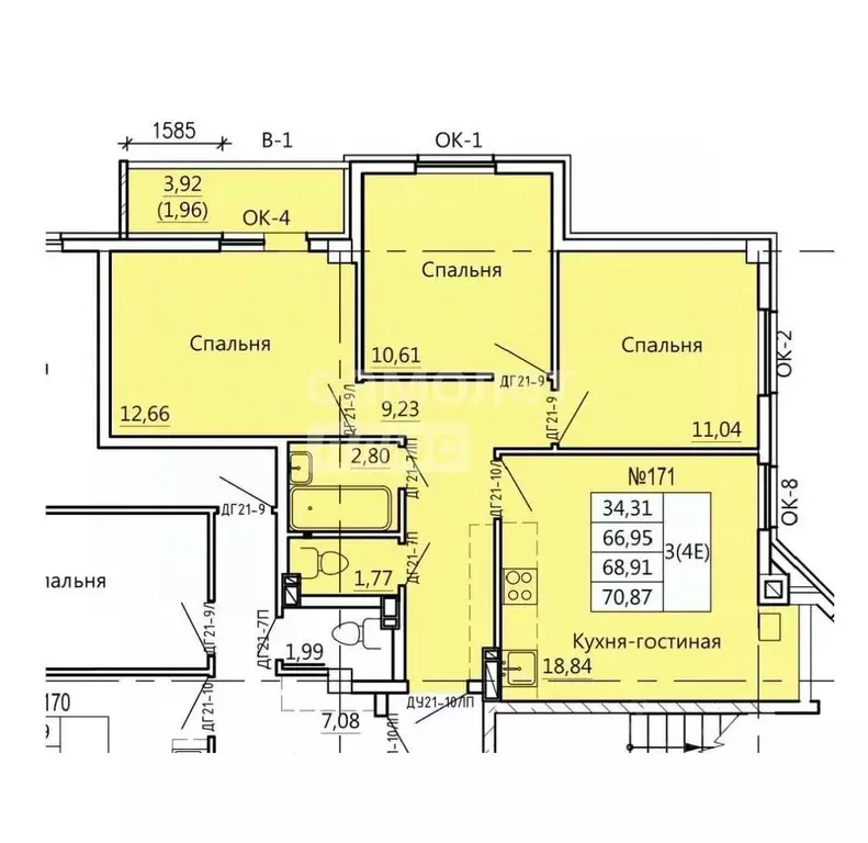 4-к кв. Курская область, Курск Театральная ул., 18 (70.25 м) - Фото 0