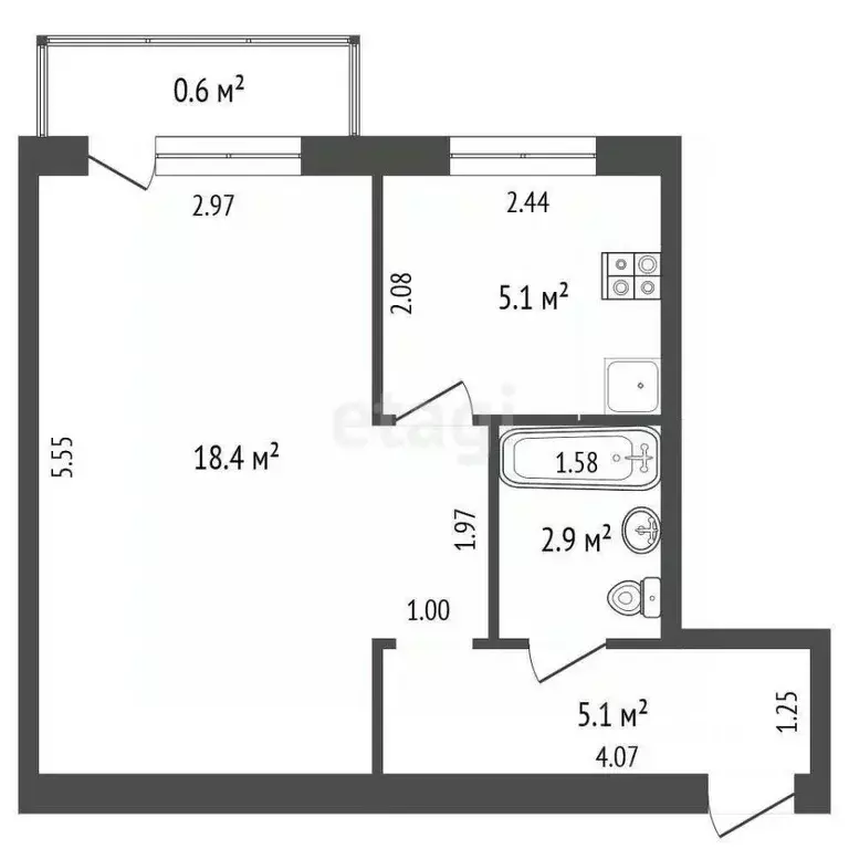 1-к кв. Мордовия, Саранск ул. Терешковой, 16 (31.5 м) - Фото 1