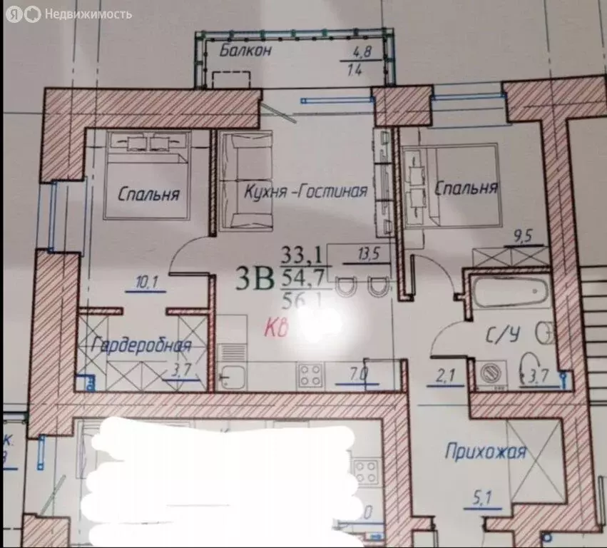 3-комнатная квартира: Красноярск, Краснодарская улица, 40/5 (55 м) - Фото 0