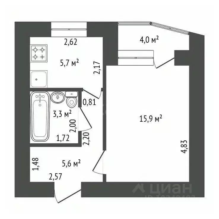 1-к кв. Башкортостан, Уфа ул. Софьи Перовской, 11/1 (32.5 м) - Фото 1