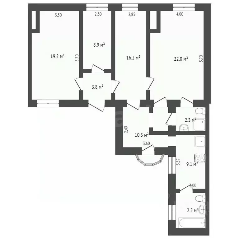 4-к кв. Крым, Симферополь ул. Екатерининская (107.4 м) - Фото 1