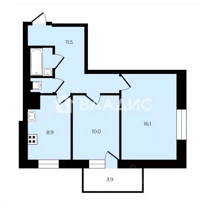 2-к кв. Санкт-Петербург ул. Русановская, 17к3 (51.0 м) - Фото 2