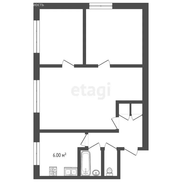 3-комнатная квартира: Вилючинск, Кронштадтская улица, 3 (49.1 м) - Фото 0