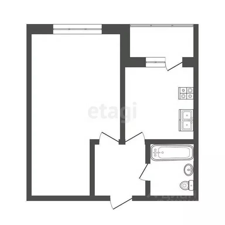 1-к кв. Тюменская область, Тюмень Велижанская ул., 72 (34.9 м) - Фото 2