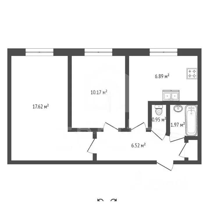 2-к кв. Санкт-Петербург ул. Турку, 22К1 (44.55 м) - Фото 1