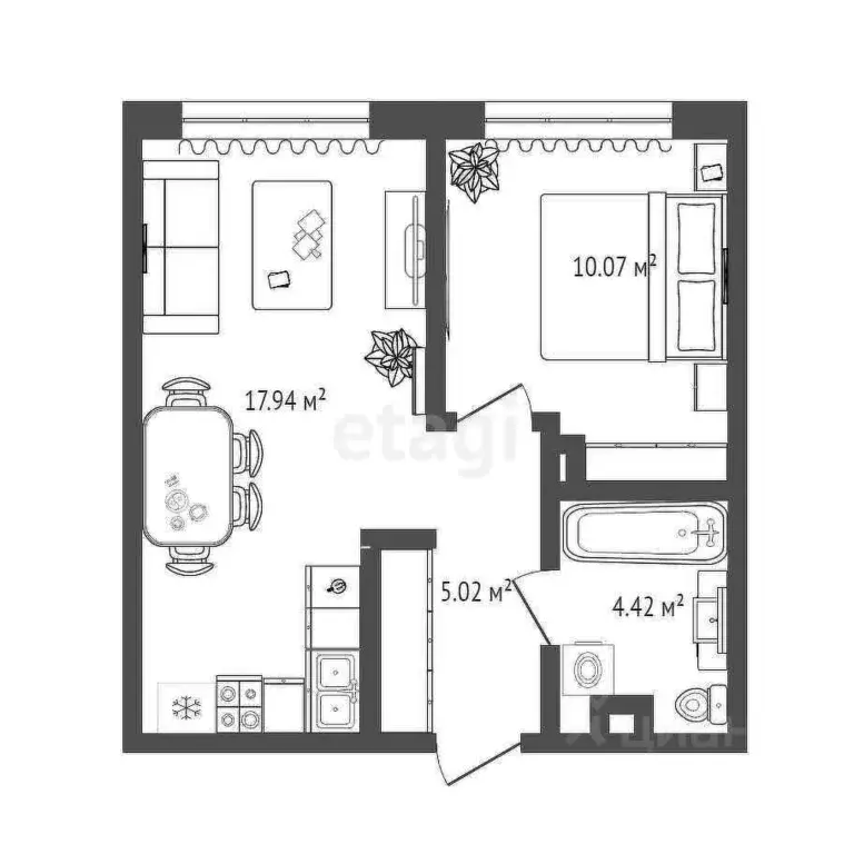 1-к кв. Тюменская область, Тюмень ул. Первооткрывателей, 2 (37.3 м) - Фото 2