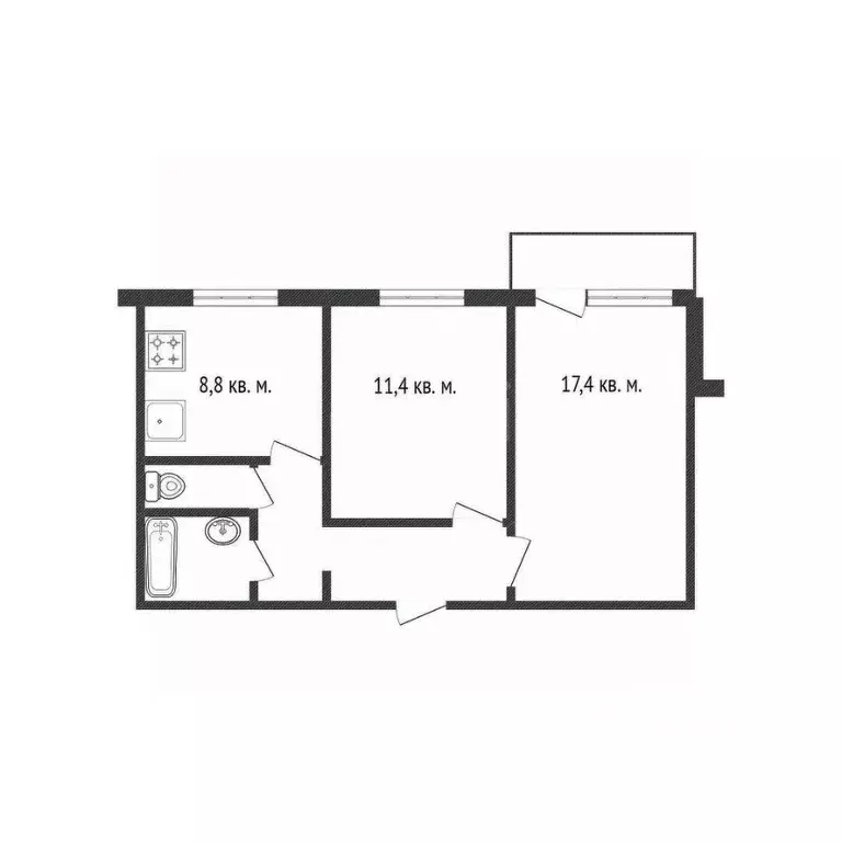 2-к кв. Белгородская область, Белгород ул. Королева, 6 (51.0 м) - Фото 1