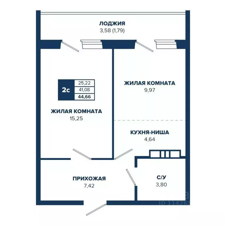 2-к кв. Новосибирская область, Новосибирск Знаменский кв-л,  (44.66 м) - Фото 0