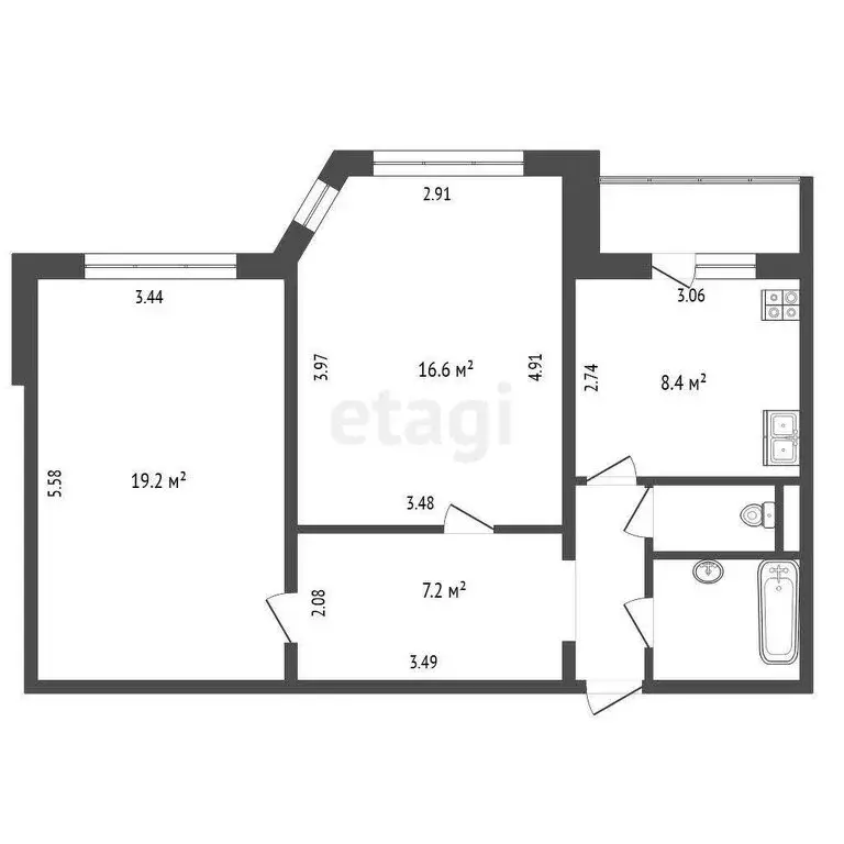 2-комнатная квартира: Тюмень, Широтная улица, 96/1 (60 м) - Фото 0