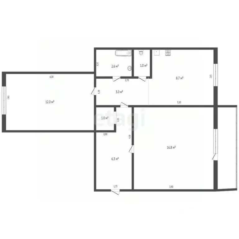 2-к кв. Кемеровская область, Ленинск-Кузнецкий бул. Химиков, 4 (50.5 ... - Фото 0
