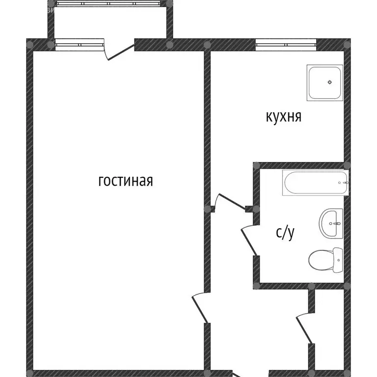 1-комнатная квартира: Омск, улица Челюскинцев, 87 (31.1 м) - Фото 1