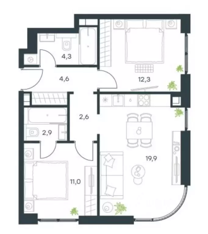 2-к кв. Москва Дубининская ул., 59Б (57.0 м) - Фото 1