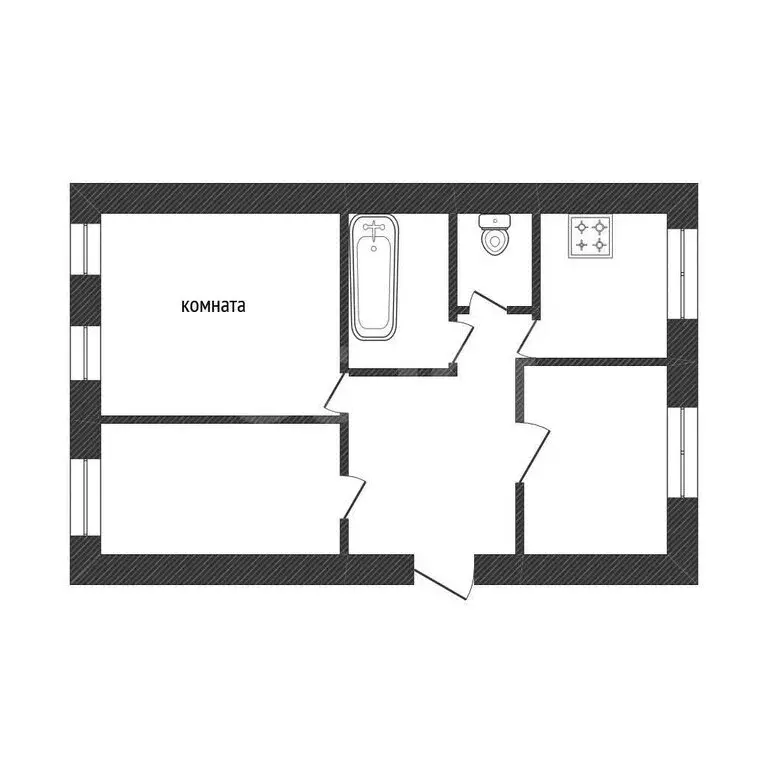 1к в -комнатной квартире (22.7 м) - Фото 1