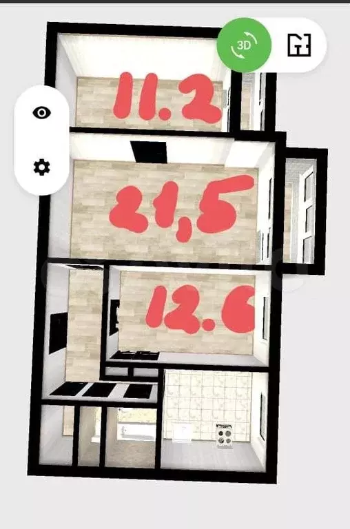 3-к. квартира, 64,9 м, 7/9 эт. - Фото 0