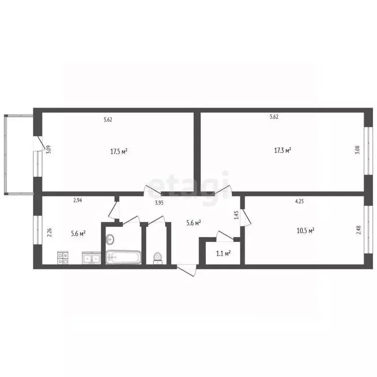 3-к кв. Крым, Керчь ул. Кирова, 163 (60.8 м) - Фото 2