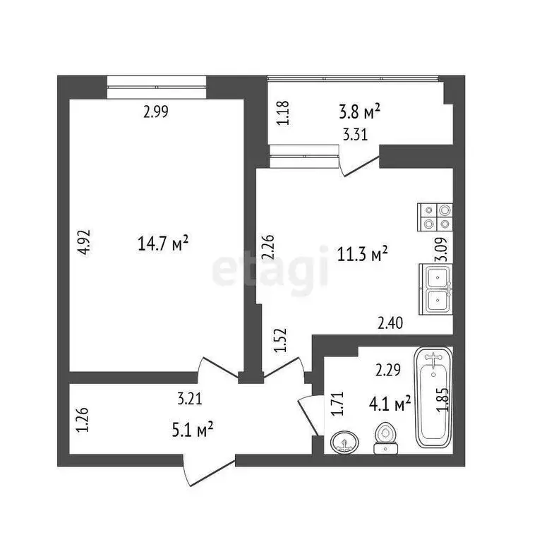 1-комнатная квартира: Тюмень, улица Виктора Тимофеева, 9 (35.2 м) - Фото 0