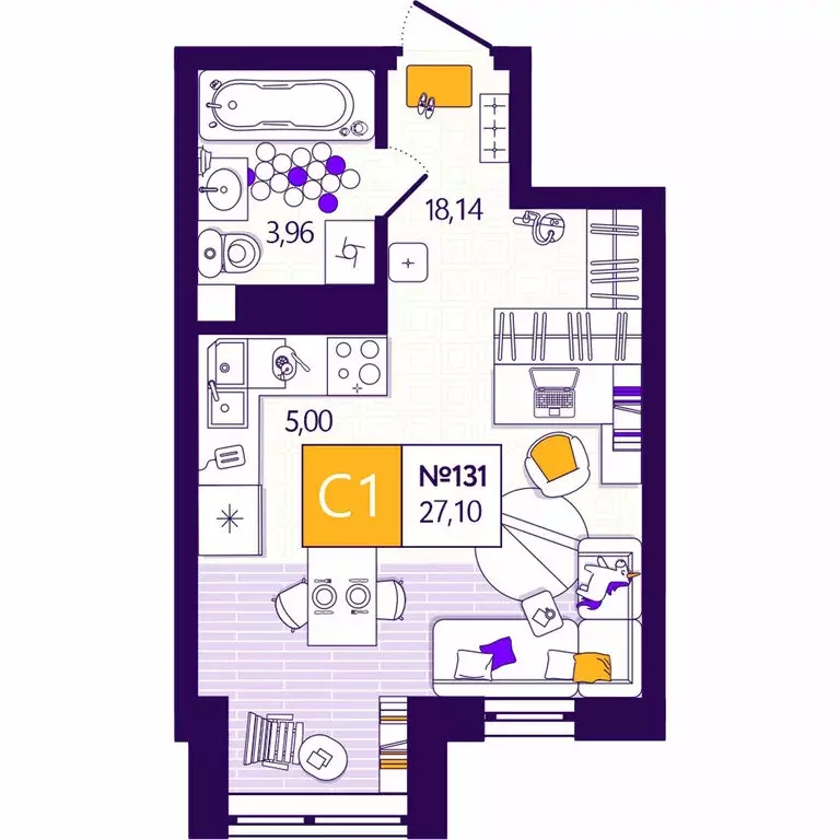 Квартира-студия: Тула, Пряничная улица, 3 (27.1 м) - Фото 1