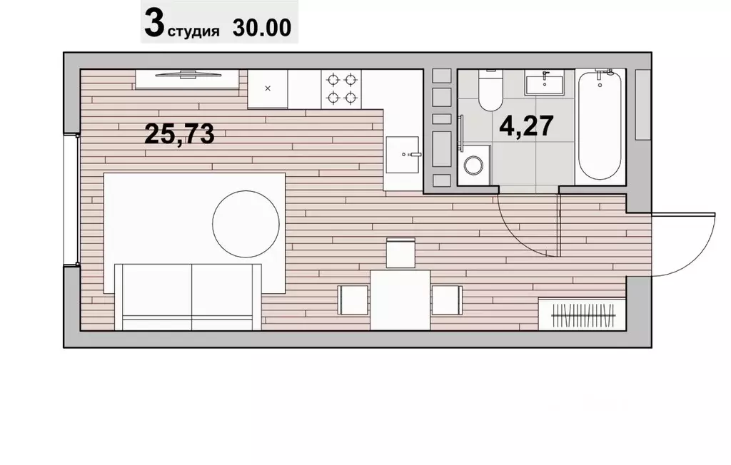 1-к кв. Калининградская область, Зеленоградск ул. Гагарина (30.0 м) - Фото 1