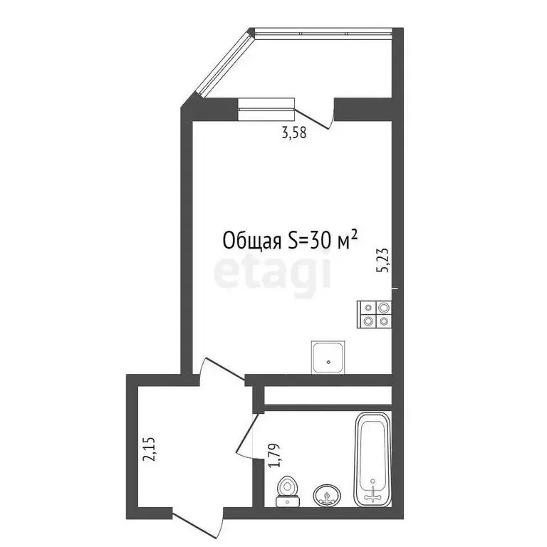 Квартира-студия: Новосибирск, улица Фрунзе, 20 (29 м) - Фото 0