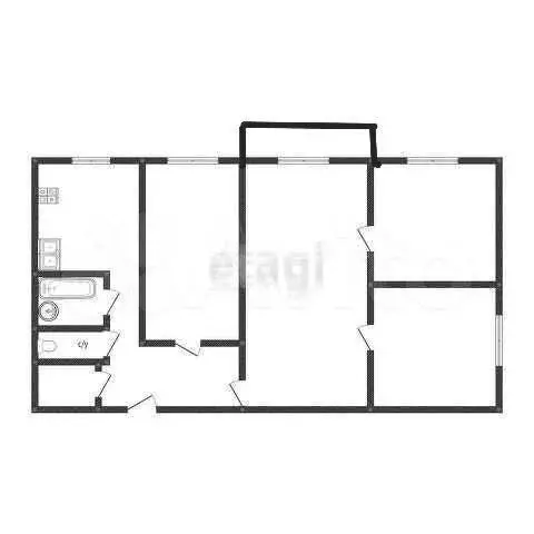 4-к. квартира, 61,3 м, 3/5 эт. - Фото 0