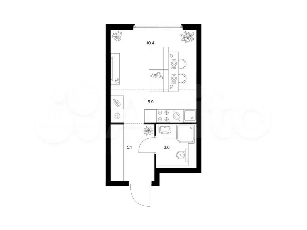 Квартира-студия, 25 м, 3/12 эт. - Фото 0