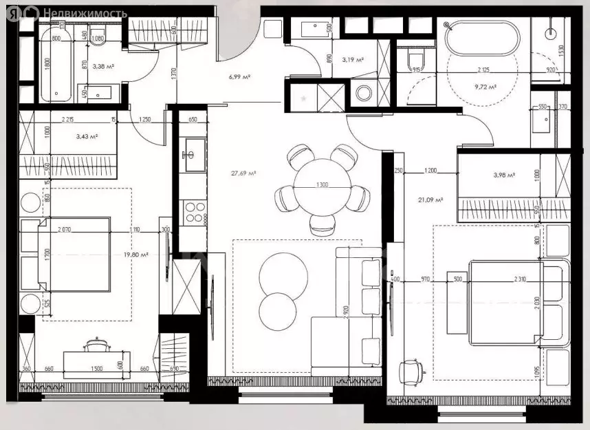 3-комнатная квартира: Москва, Погодинская улица, 2 (97.3 м) - Фото 1