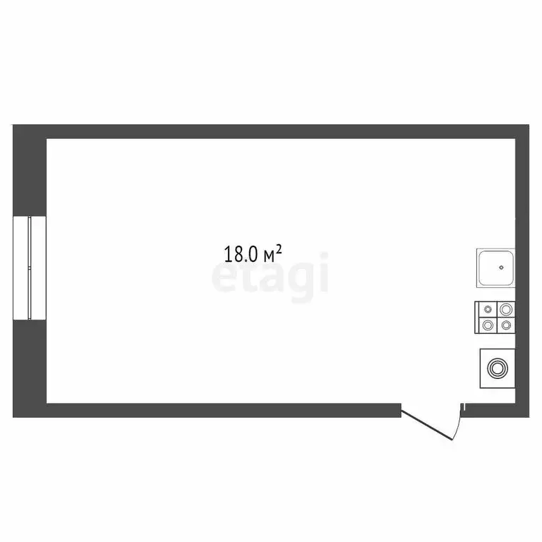 1-комнатная квартира: Тюмень, улица Котовского, 13 (18 м) - Фото 0