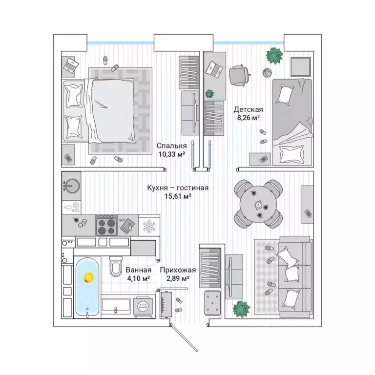 2-к кв. Приморский край, Владивосток Гринвуд жилой комплекс (42.5 м) - Фото 1