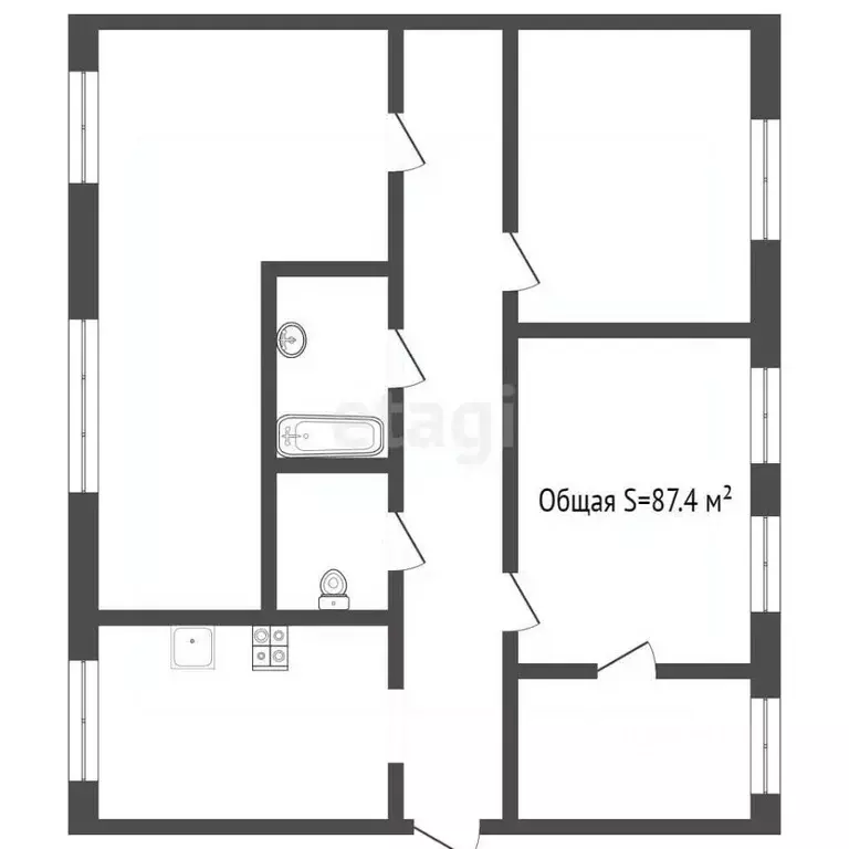 4-к кв. Брянская область, Брянск Комсомольская ул., 7 (87.4 м) - Фото 1