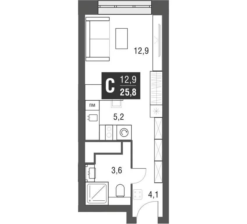 Квартира-студия: Москва, проезд Серебрякова, 11к2 (25.5 м) - Фото 0