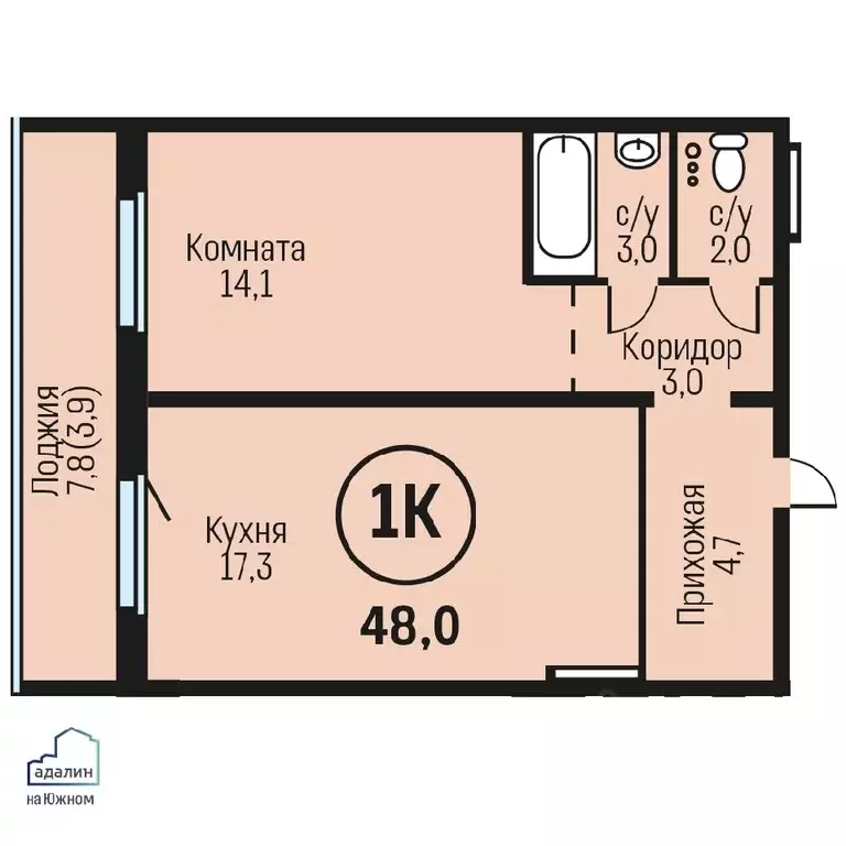 1-к кв. Алтайский край, Барнаул городской округ, Южный рп  (48.0 м) - Фото 0