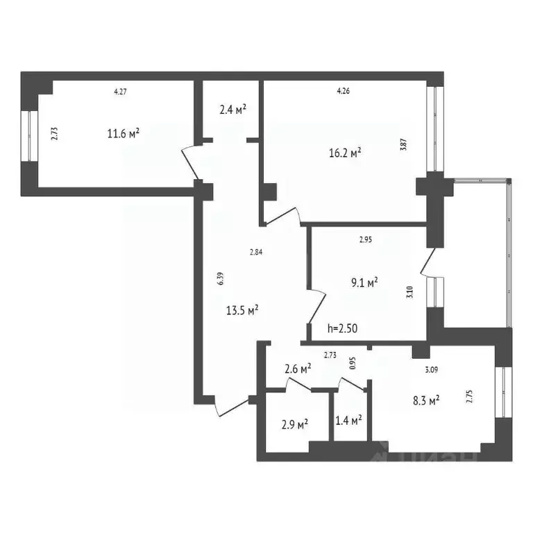 3-к кв. Красноярский край, Красноярск Караульная ул., 38 (68.0 м) - Фото 1