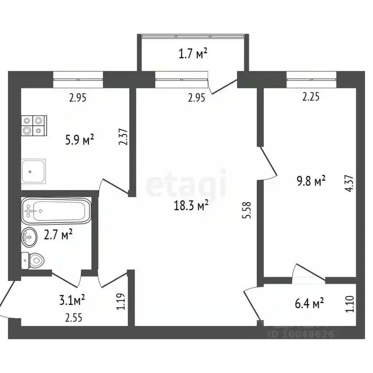 2-к кв. Тверская область, Кимры Коммунистическая ул., 16 (42.2 м) - Фото 2