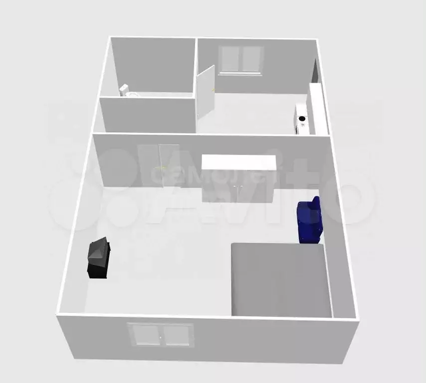 1-к. квартира, 34,5 м, 1/1 эт. - Фото 1