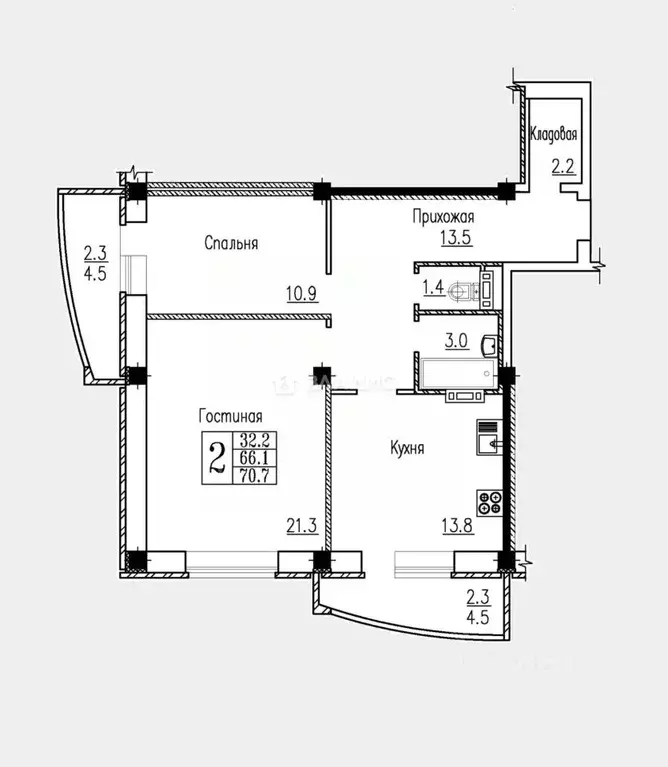2-к кв. Воронежская область, Воронеж ул. Козо-Полянского, 9 (70.7 м) - Фото 2