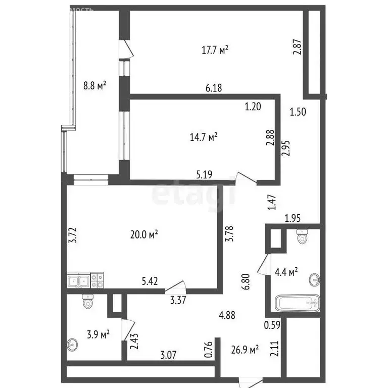 2-комнатная квартира: Санкт-Петербург, бульвар Александра Грина, 3 ... - Фото 1
