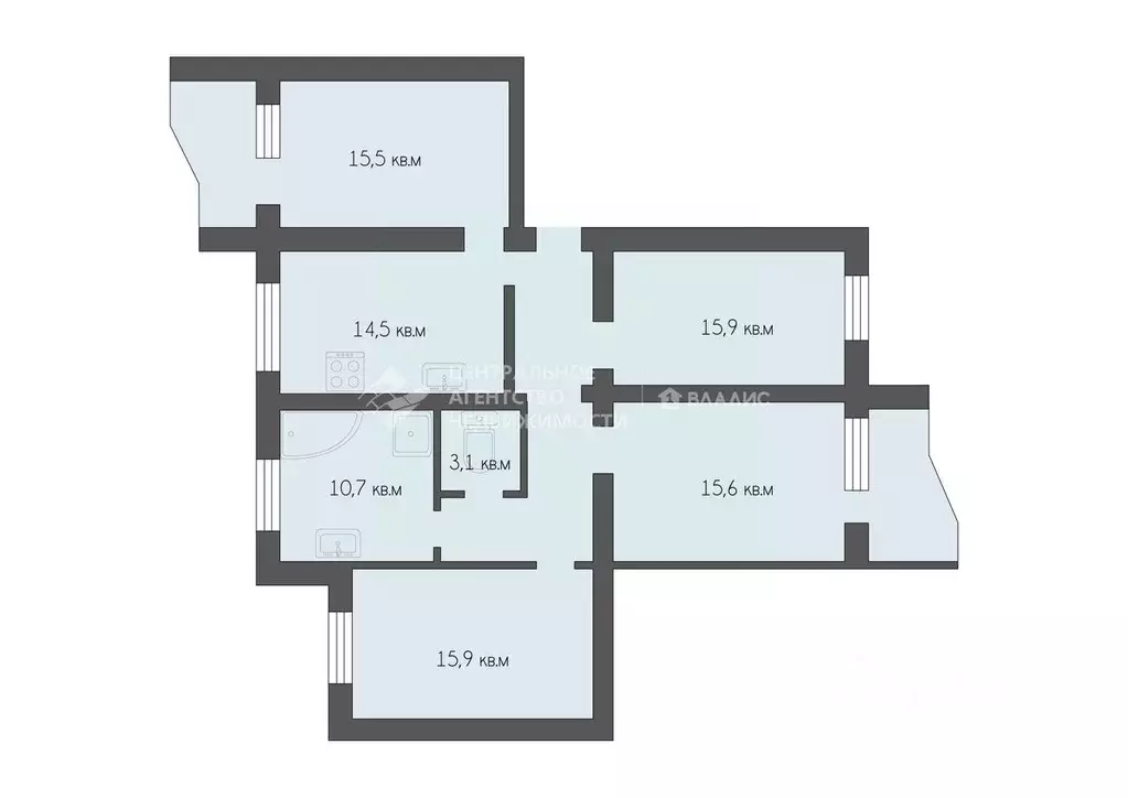 4-к кв. Рязанская область, Рязань ул. Крупской, 16к1 (104.6 м) - Фото 2