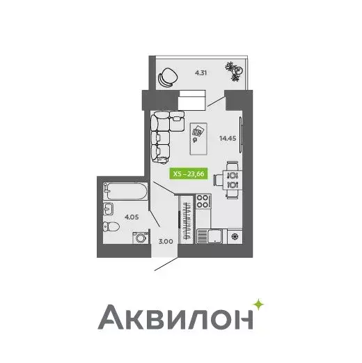 Квартира-студия: Архангельская область, Северодвинск (23.66 м) - Фото 0