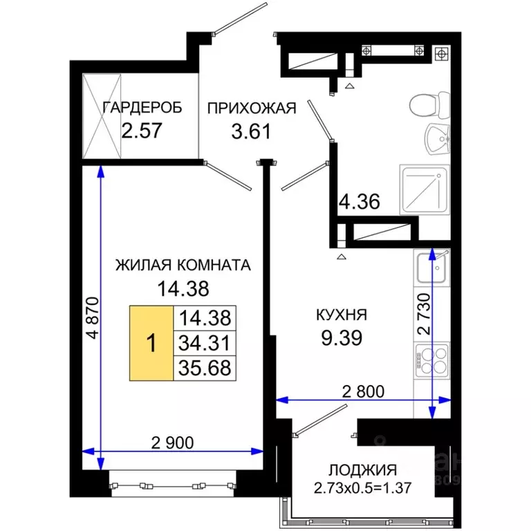 1-к кв. Ростовская область, Ростов-на-Дону Элеваторный пер., 6/2А ... - Фото 0