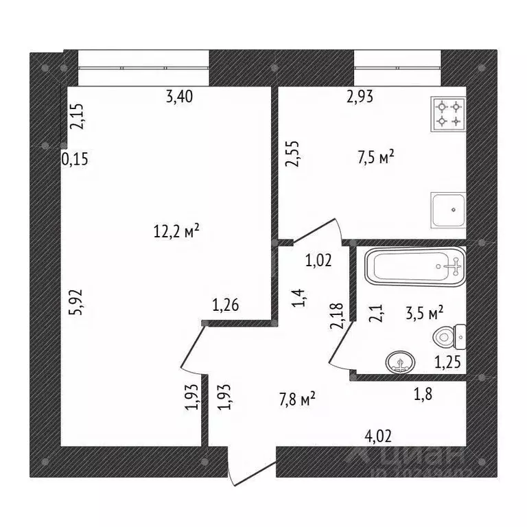 1-к кв. Башкортостан, Уфа просп. Октября, 112/3 (36.5 м) - Фото 1
